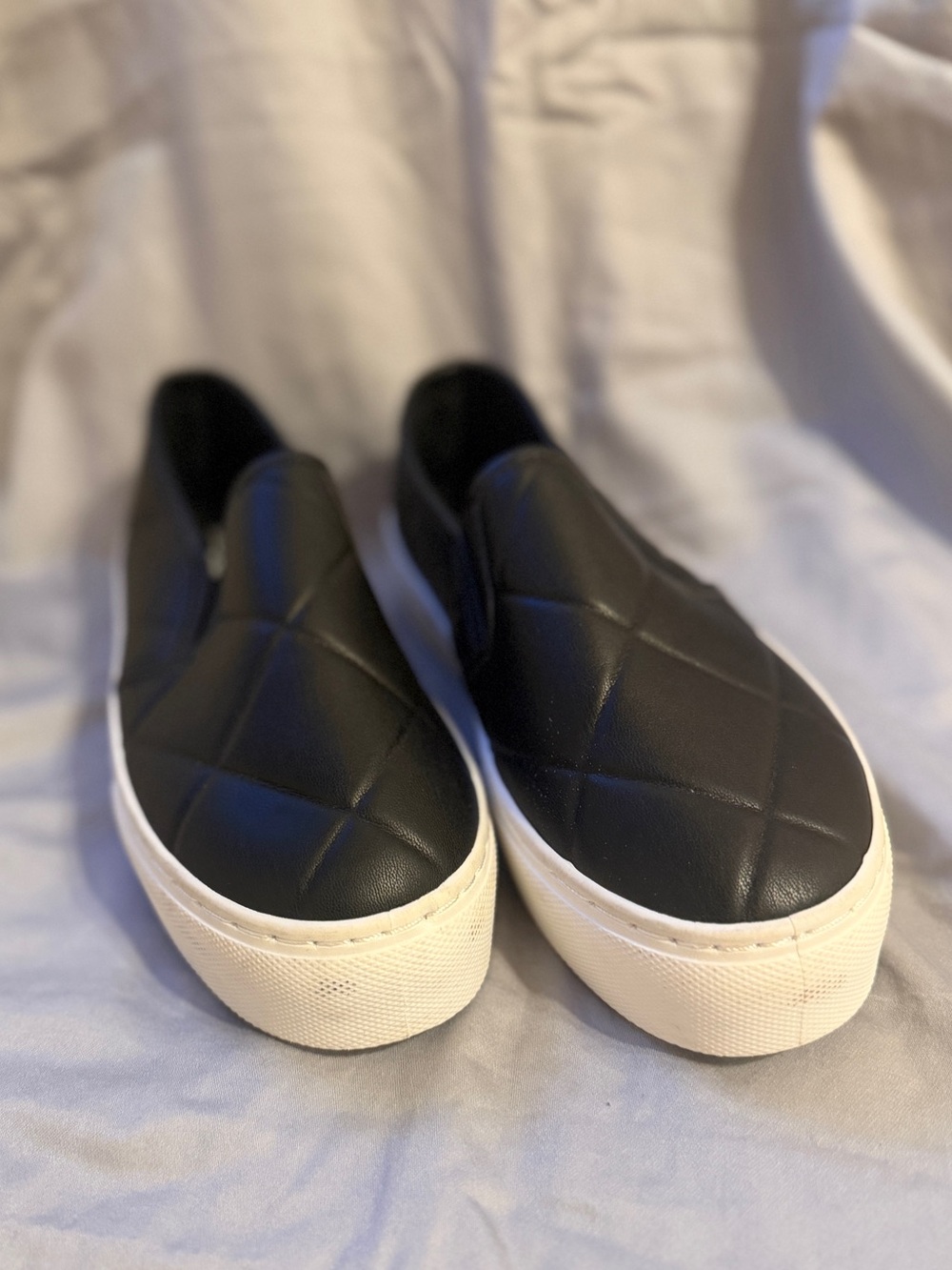 Women’s 9 Black quilted Charlotte Russe slip-on faux leather sneakers, loafers